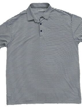 Men's HL Sport Navy & White Sz L Striped Performance Sport Polo Shirt